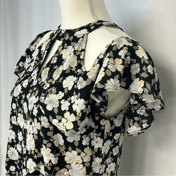 Candies Womens Floral Mini Dress Size M Halter Metallic Gold Black Y2K Fairy - Picture 5 of 15